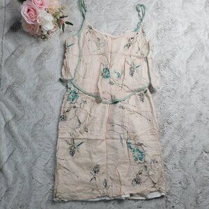 The Letter‎ Lightweight Dainty Floral Sleeveless Ruffle Accent Pale Pink Dress S